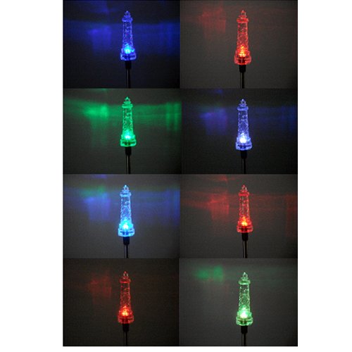 Solar Powered Lighthouse Garden Stake Color Changing Light 12 PCS T103