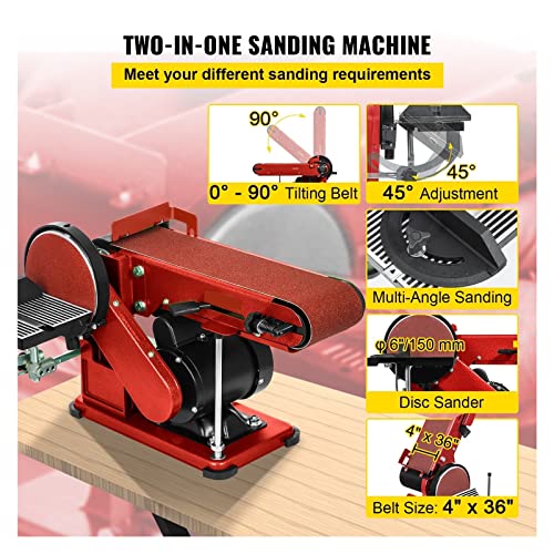 4x36 Inch and 6 Inch Disc 350W Benchtop Belt Disc Sander X1488