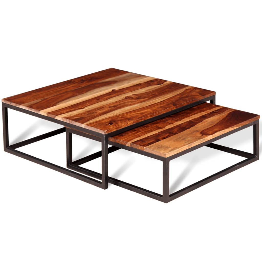 Two Piece Nesting Coffee Table Set Solid Sheesham Wood B128