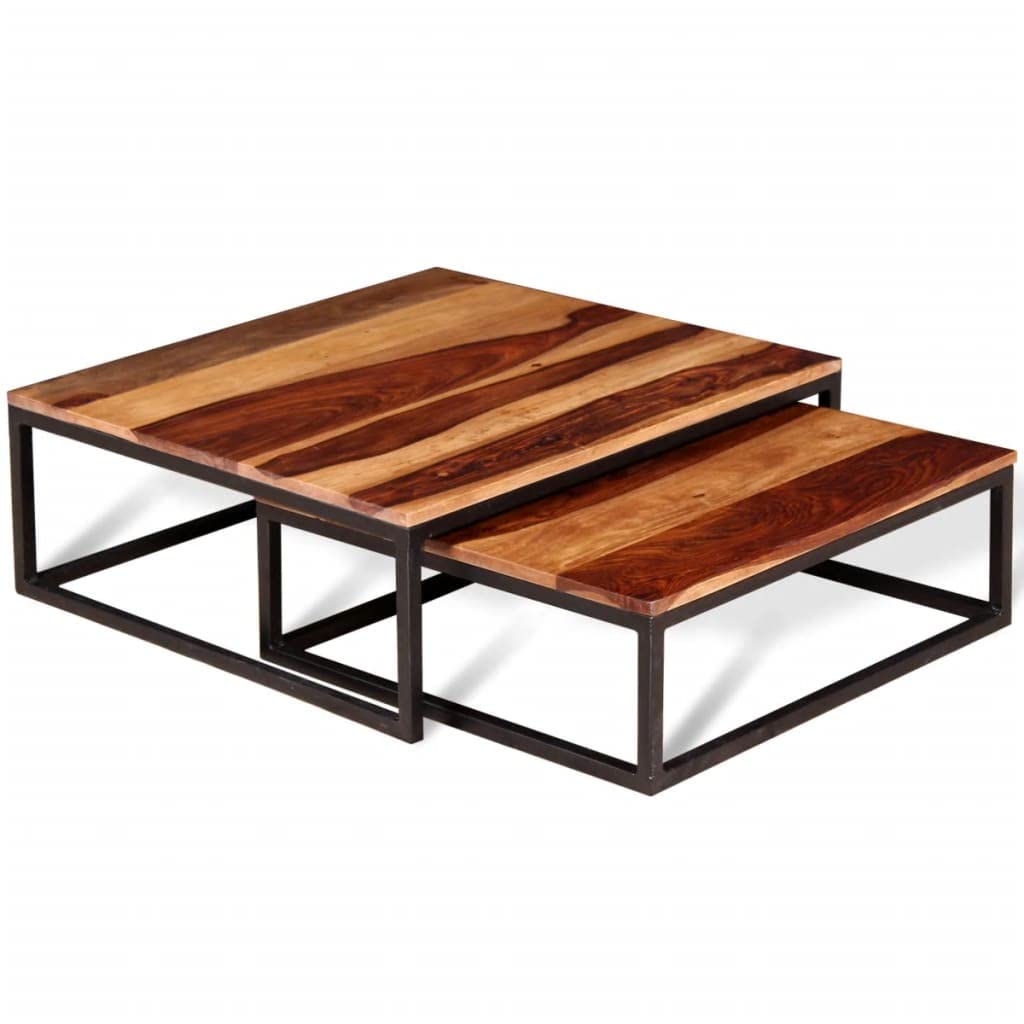 Two Piece Nesting Coffee Table Set Solid Sheesham Wood B128