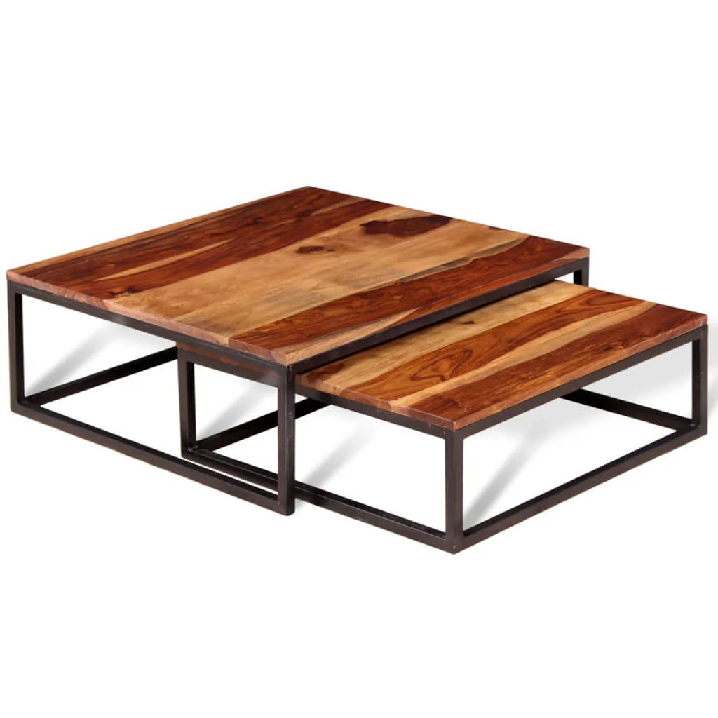 Two Piece Nesting Coffee Table Set Solid Sheesham Wood B128