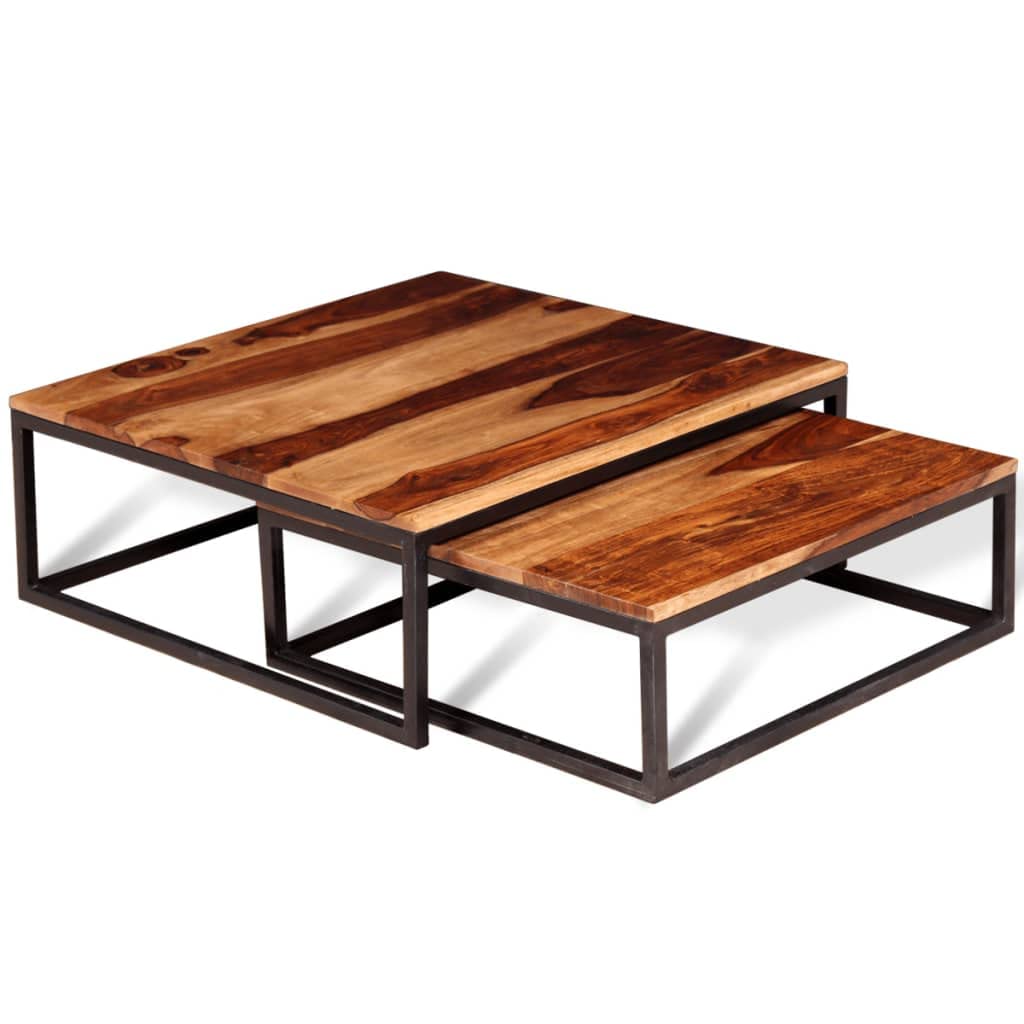 Two Piece Nesting Coffee Table Set Solid Sheesham Wood B128