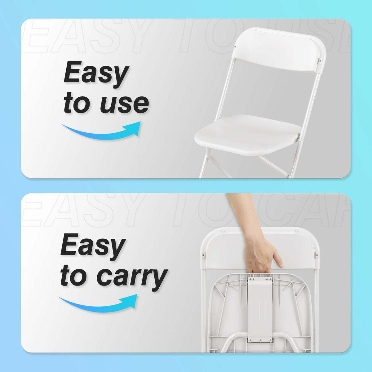 6 Pack White Plastic Folding Chair with Steel Frame F417