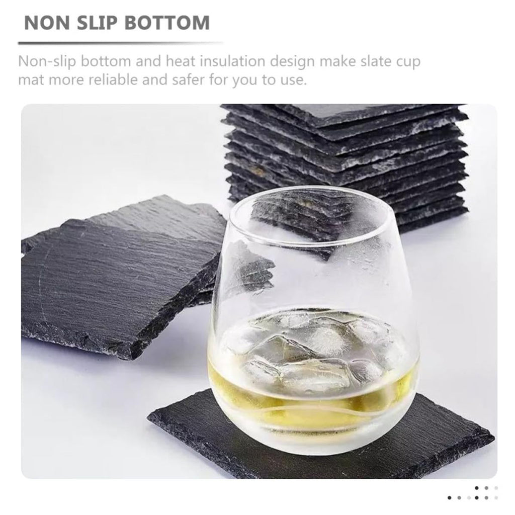 Black Natural Stone Coasters 12pcs H105672