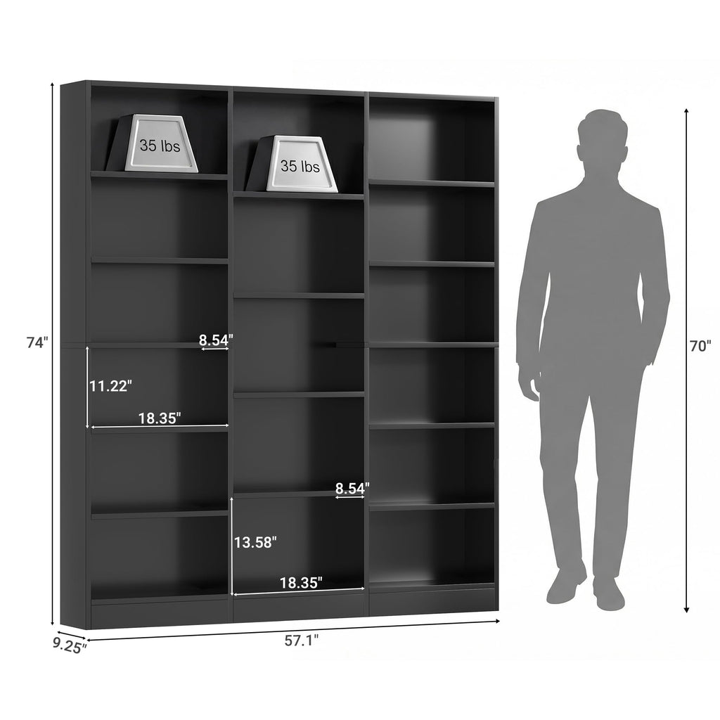 Black 6 Tier 17 Shelf Bookshelf H6812
