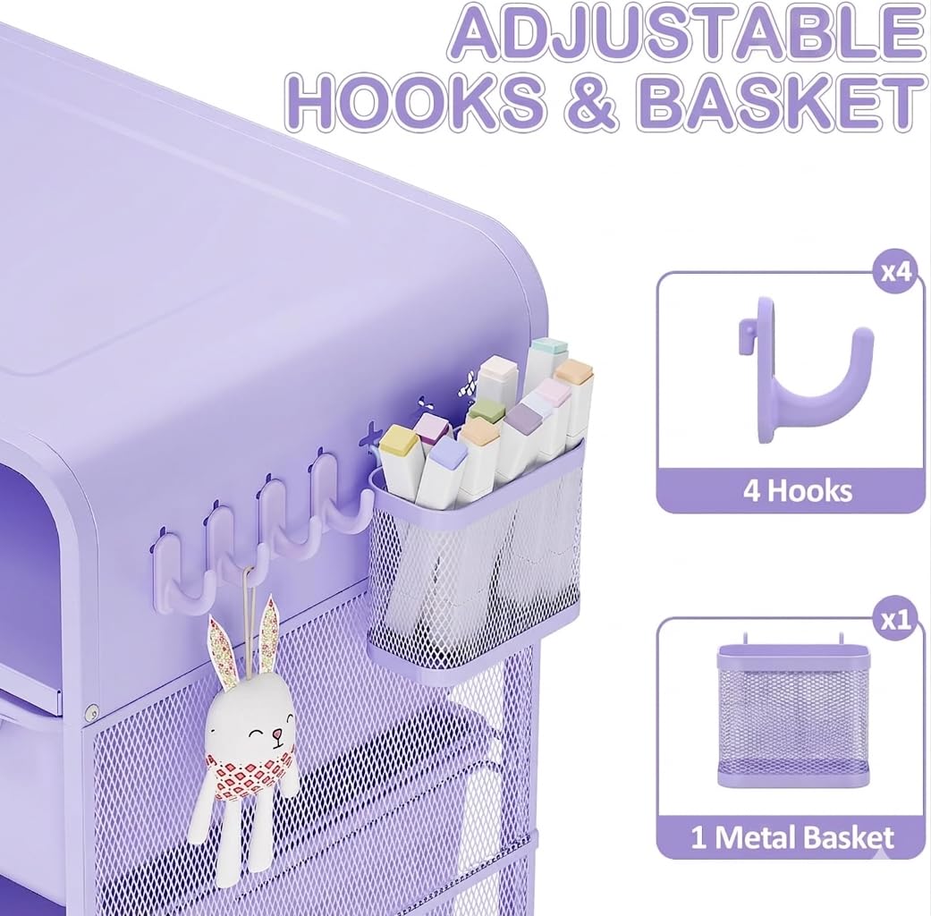 Kids Nightstand, Girls Bedside Table, Night Side Table, Purple K20764