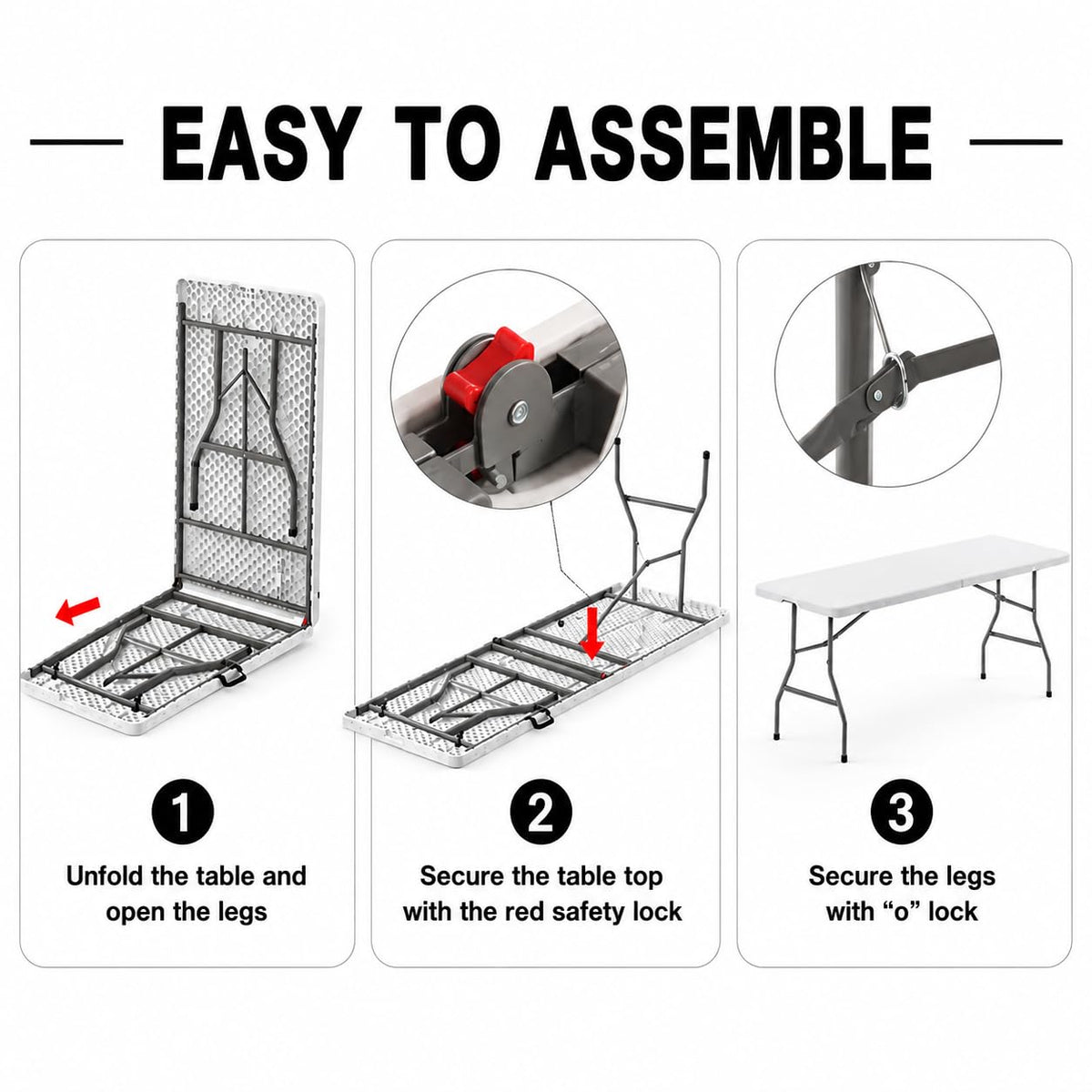 6 Foot Foldable Table with Handle & Steel Legs M878812