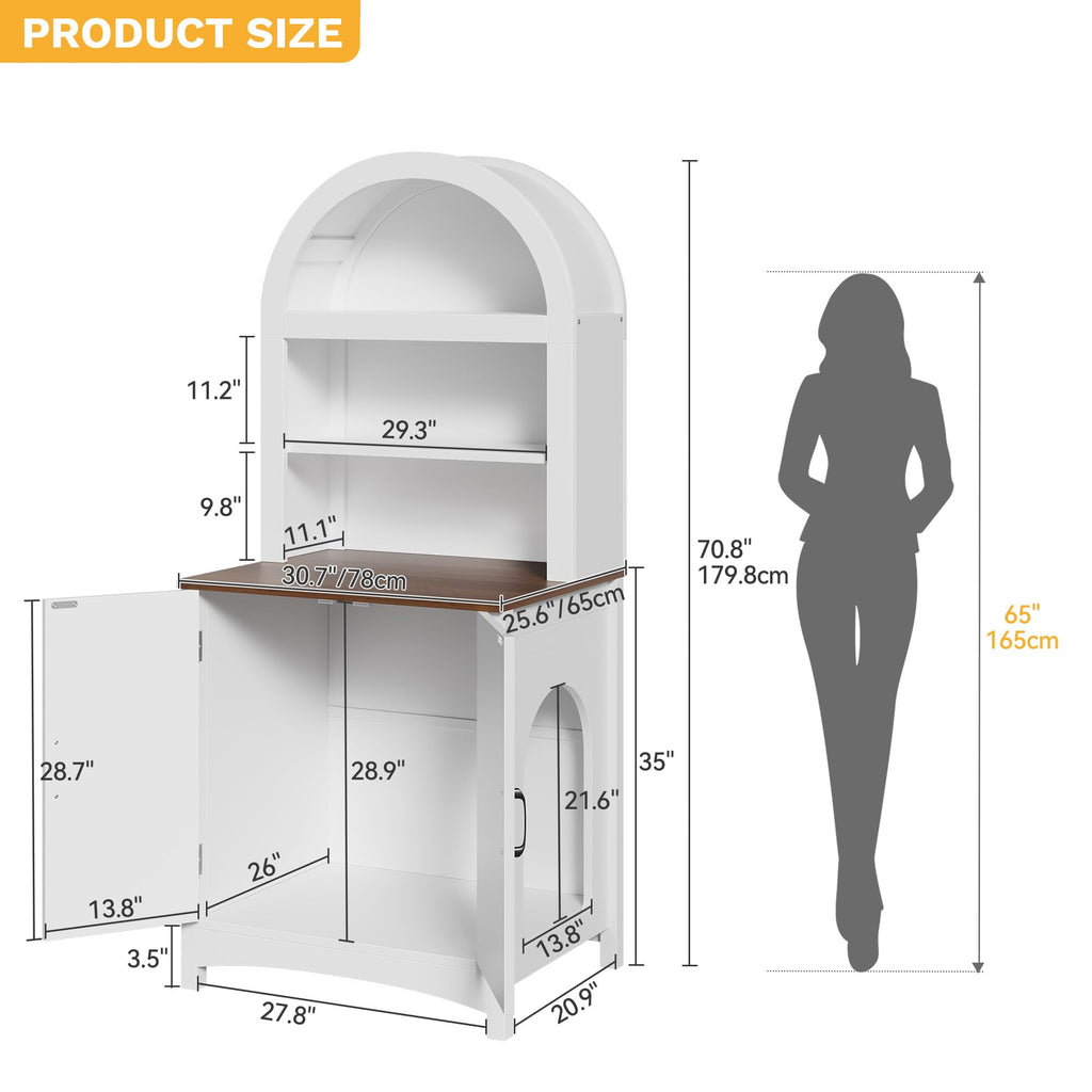 70.8in Hidden Cat Litter Box Furniture with Shelves Q9062