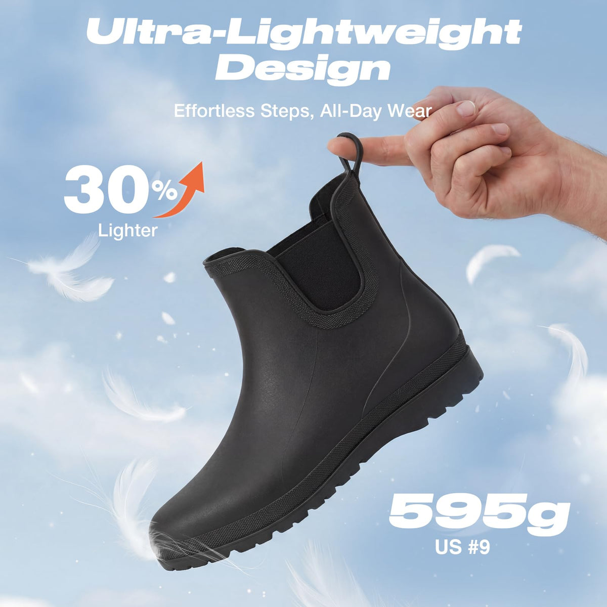 Men's Waterproof Lightweight Ankle Rain Boots D146579