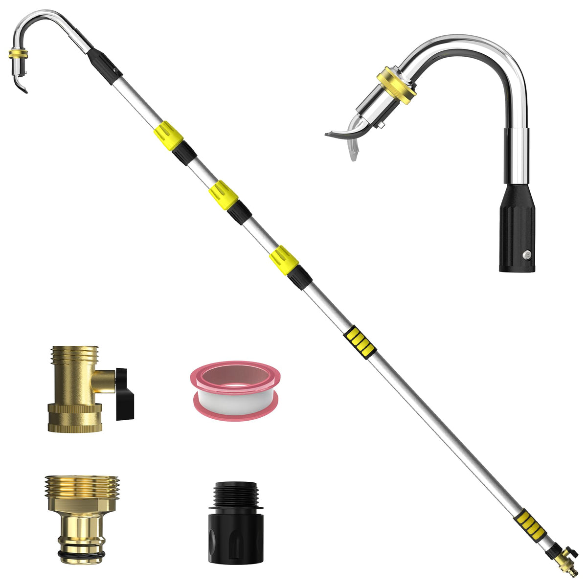 24FT Telescopic Gutter Cleaning Tool with 360° Rotatable Metal Head S494175