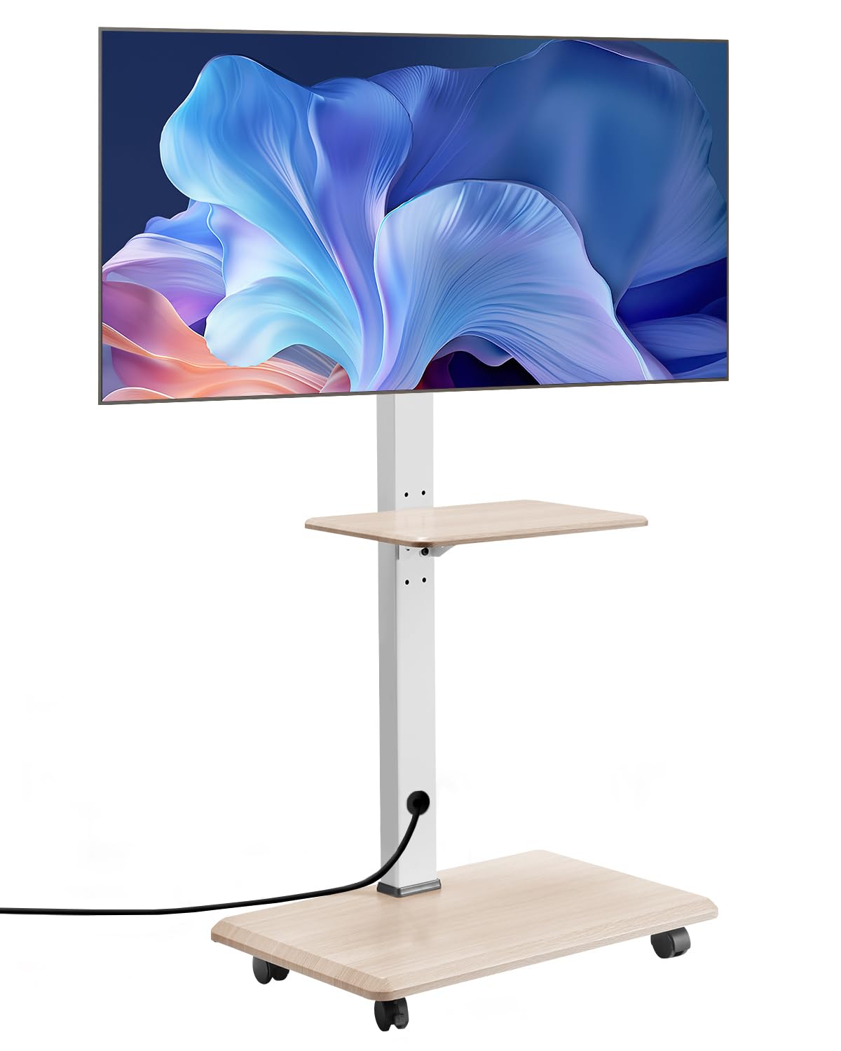 Rolling TV Stand for 32-70 Inch Screens, Height Adjustable with Tray S2386