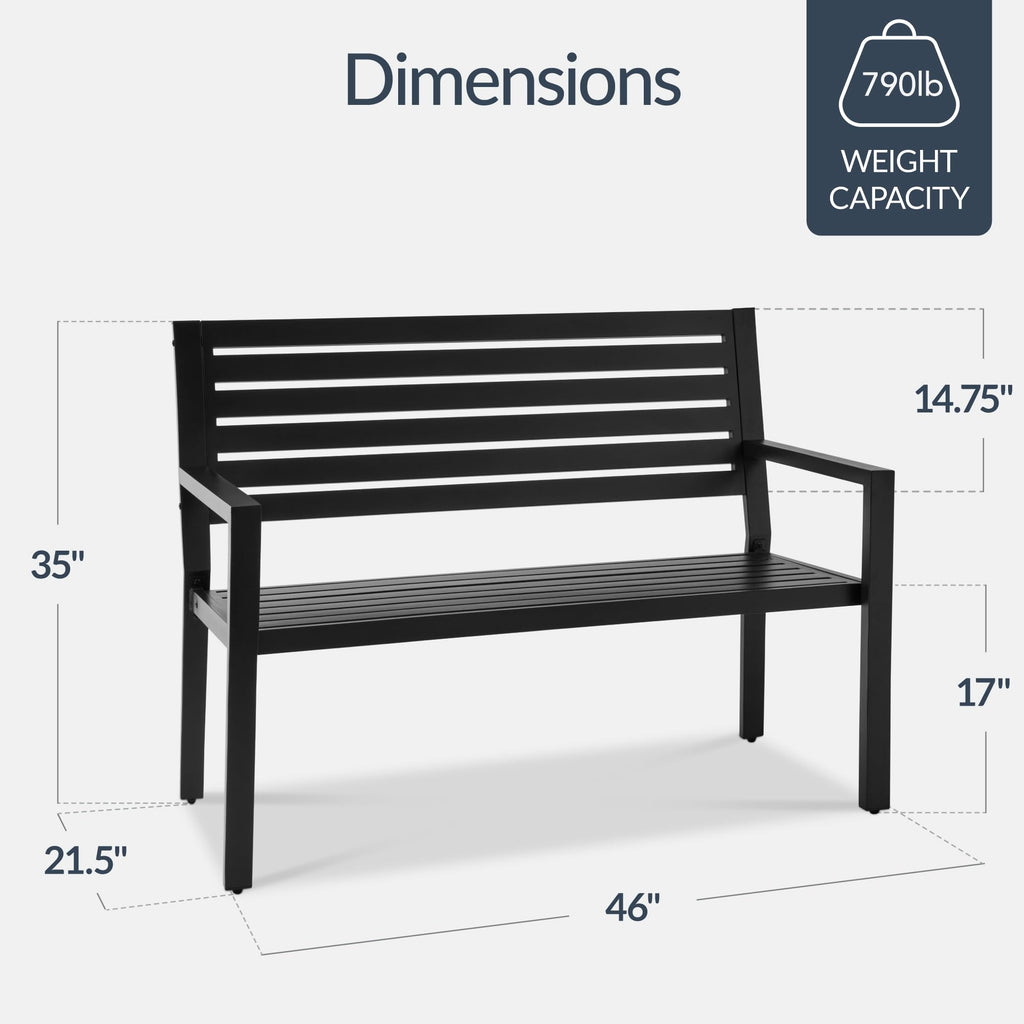 Heavy Duty Steel Outdoor Bench with Armrests M534