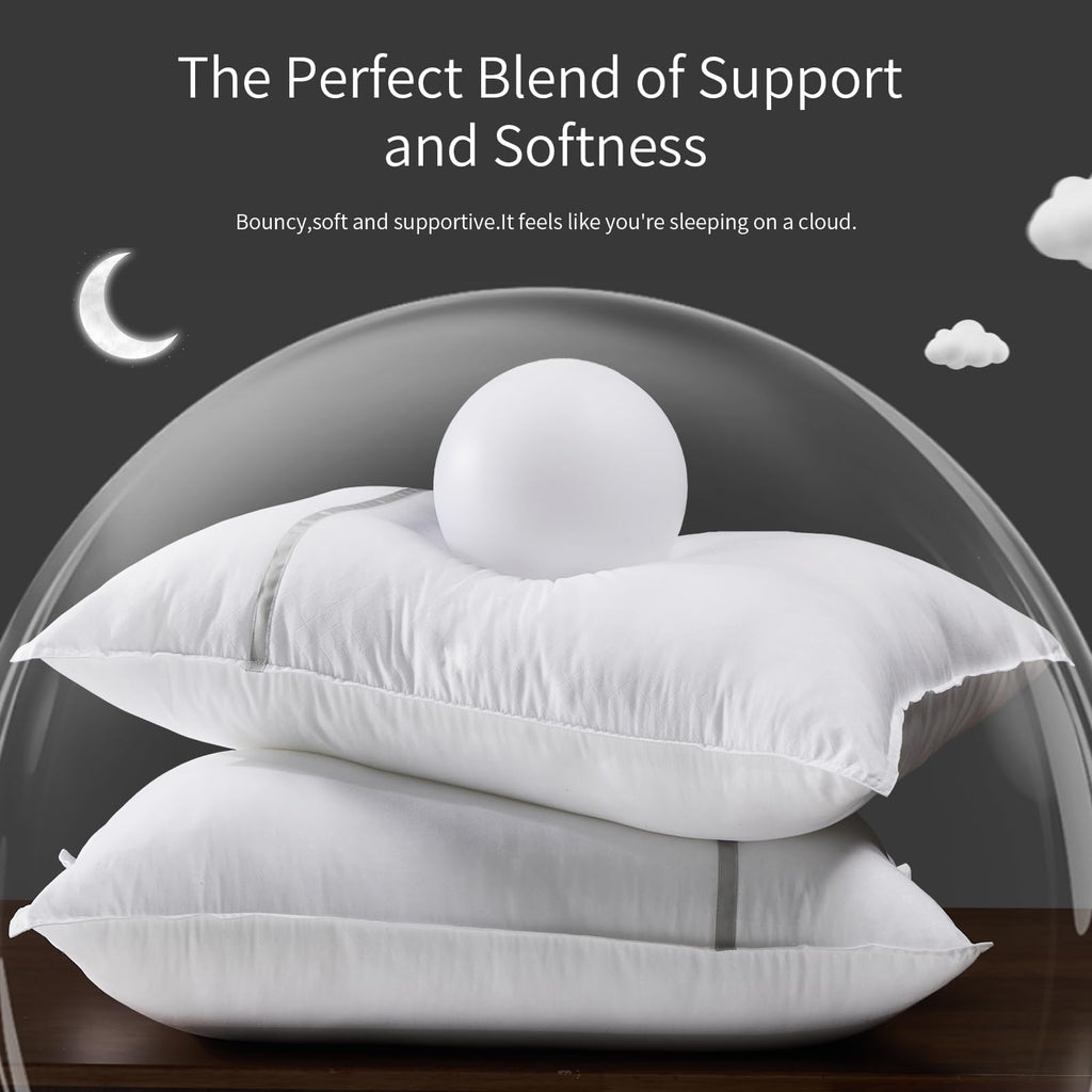 Queen Size Set of 2 Medium Firm Down Alternative Bed Pillows N1724