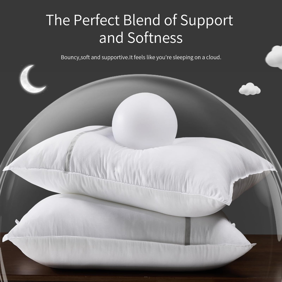 Queen Size Set of 2 Medium Firm Down Alternative Bed Pillows N1724