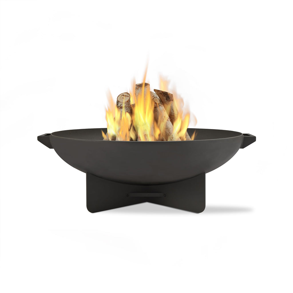 36” Round Wood Burning Steel Fire Pit with Spark Screen, Poker, Log Grate and Storage Cover Y869130