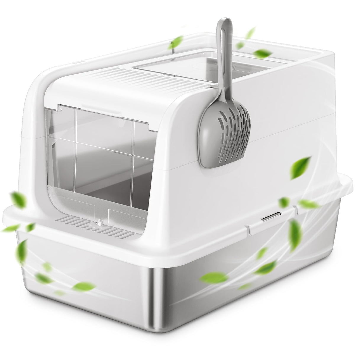 XL Stainless Steel Cat Litter Box with Lid E50444