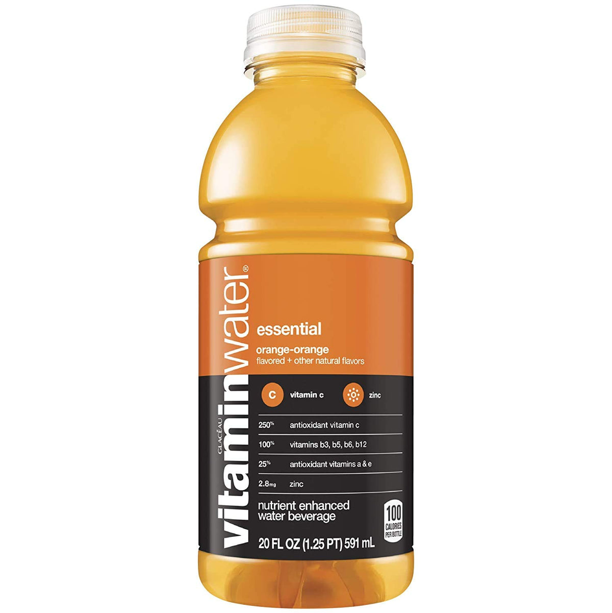 Orange Electrolyte Enhanced Bottled Water with Vitamins, 20-Ounce (Pack of 6) G772945