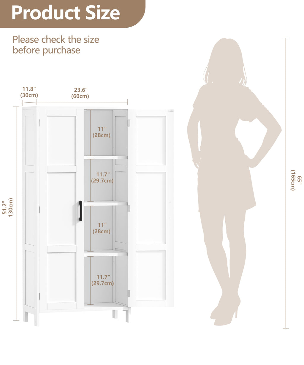 51.2"H Tall White 2 Doors Bathroom Cabinet N289305