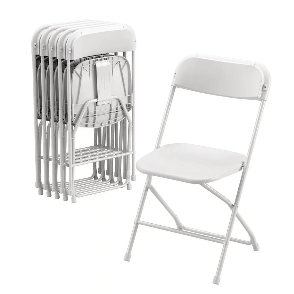 6 Pack White Plastic Folding Chair with Steel Frame F417