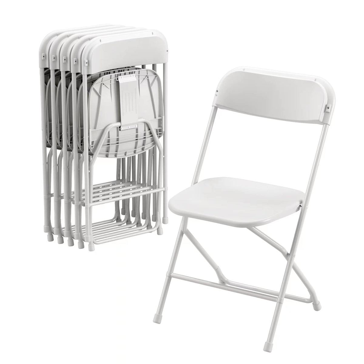 6 Pack White Plastic Folding Chair with Steel Frame F417