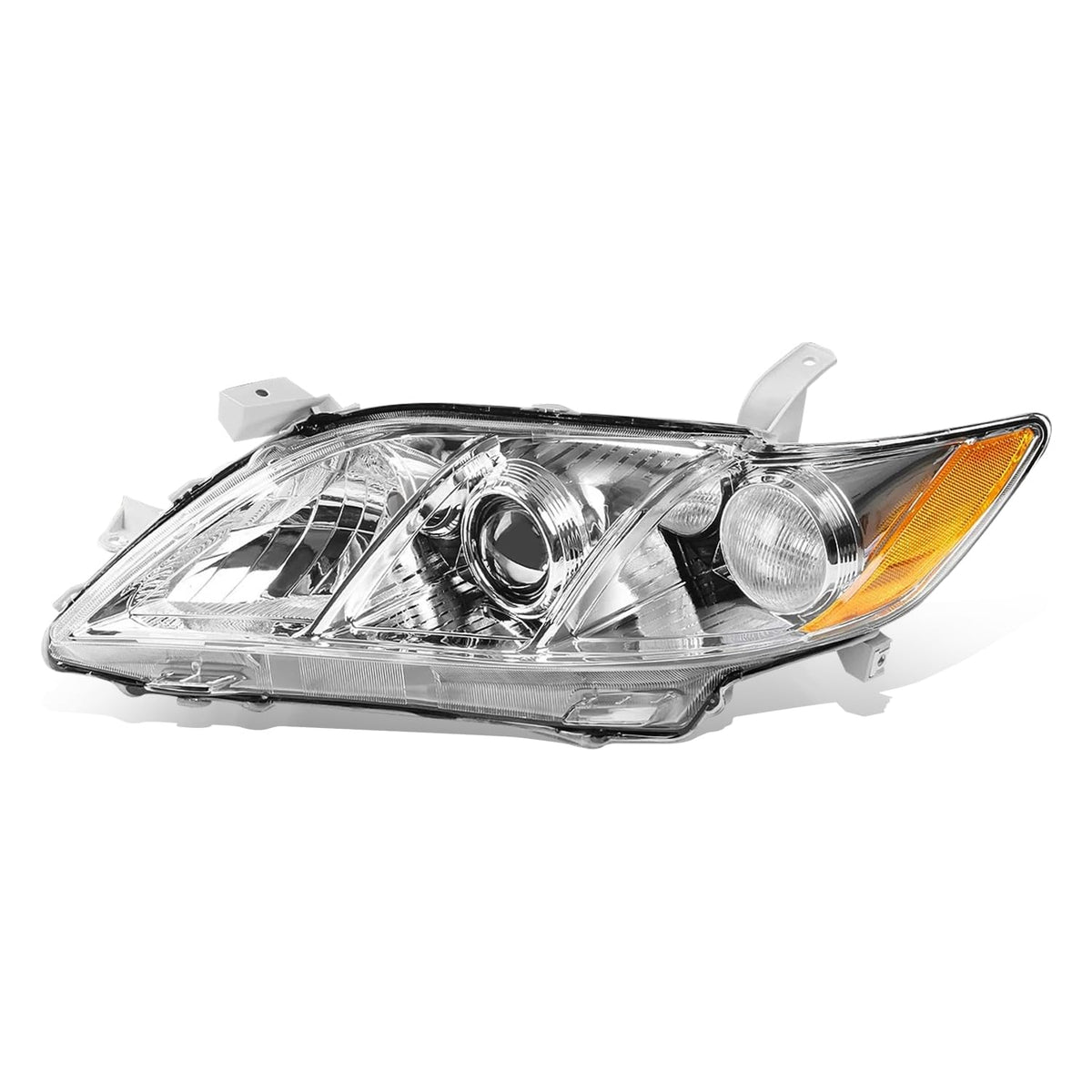 Headlight Assembly Compatible with Toyota Camry 2007 2008 2009 Chrome Housing Amber Corner D206395