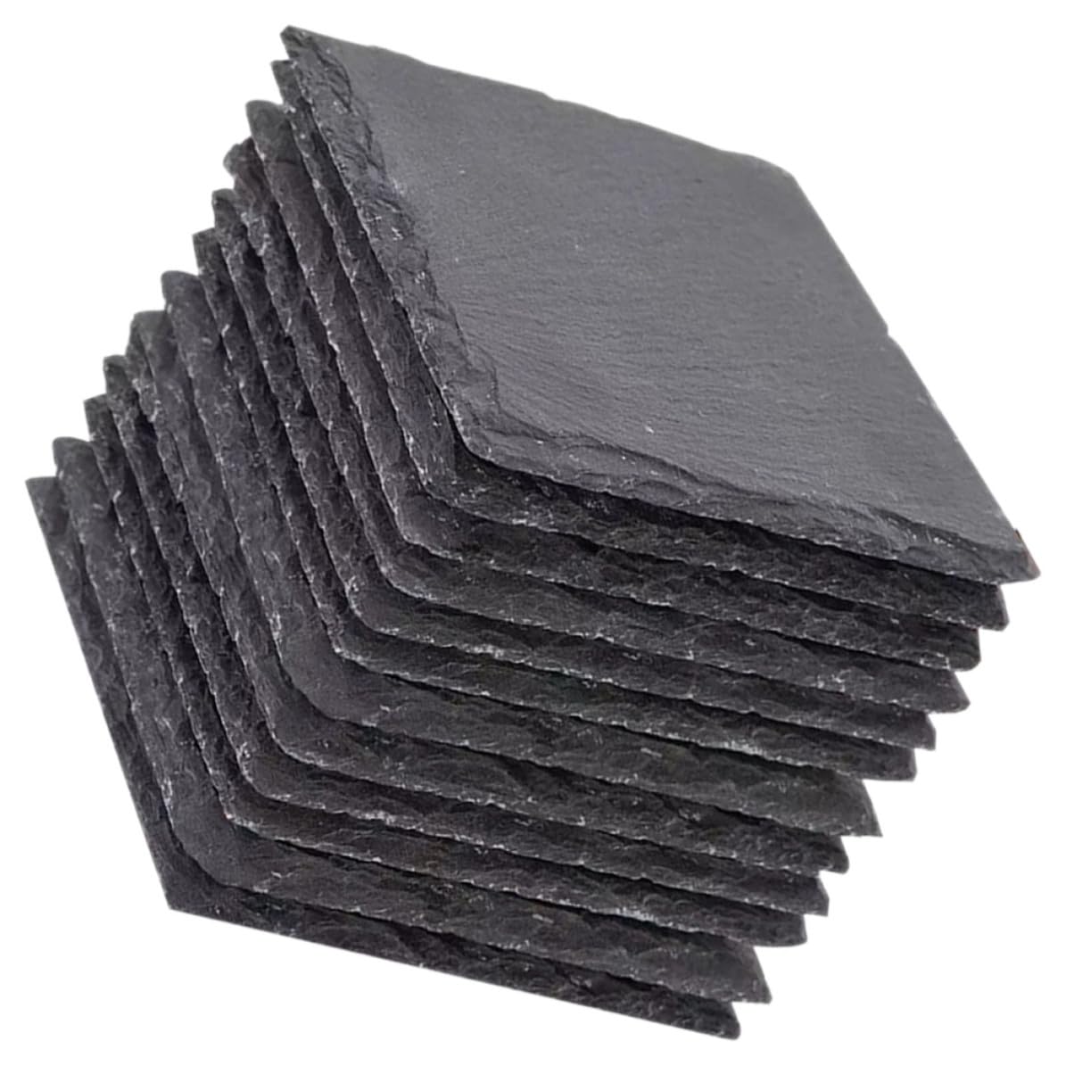 Black Natural Stone Coasters 12pcs H105672