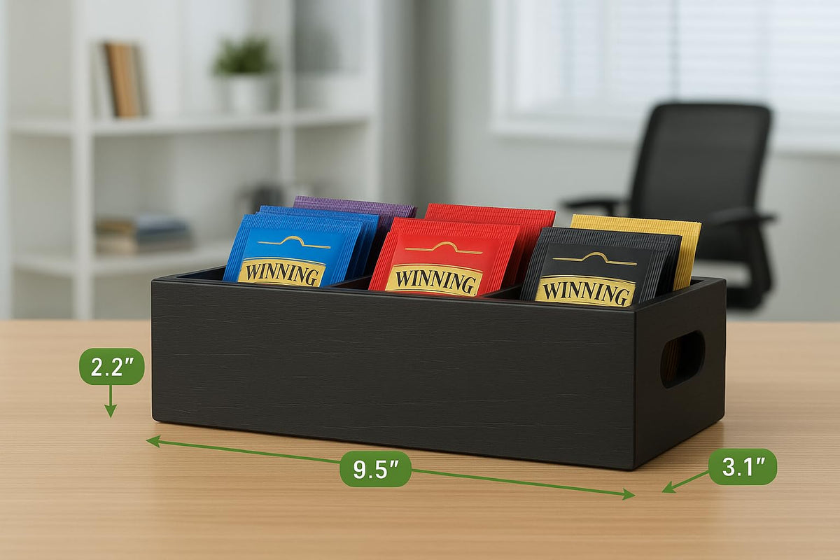 Matte Black Wood 3 Compartment Organizer Tray D37746