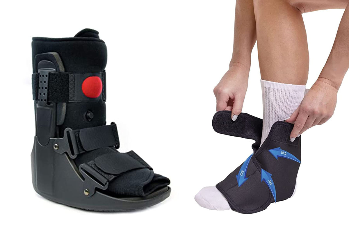 Short CAM Walker Boot + Ankle & Foot Ice Pack Cold Wrap N21739