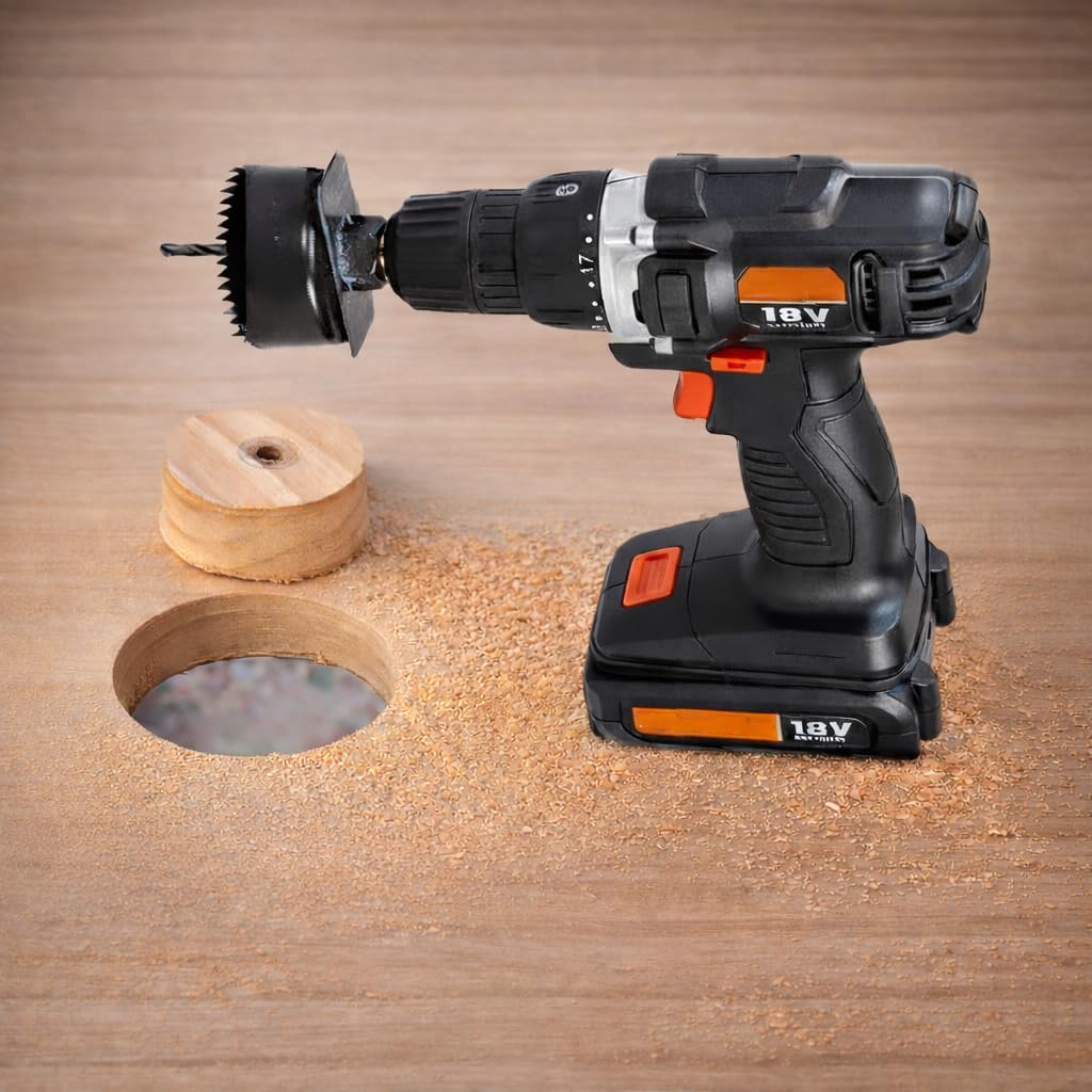 18V Cordless 3/8 in. Drill Driver & Hole Saw Kit with Battery and Charger D35392