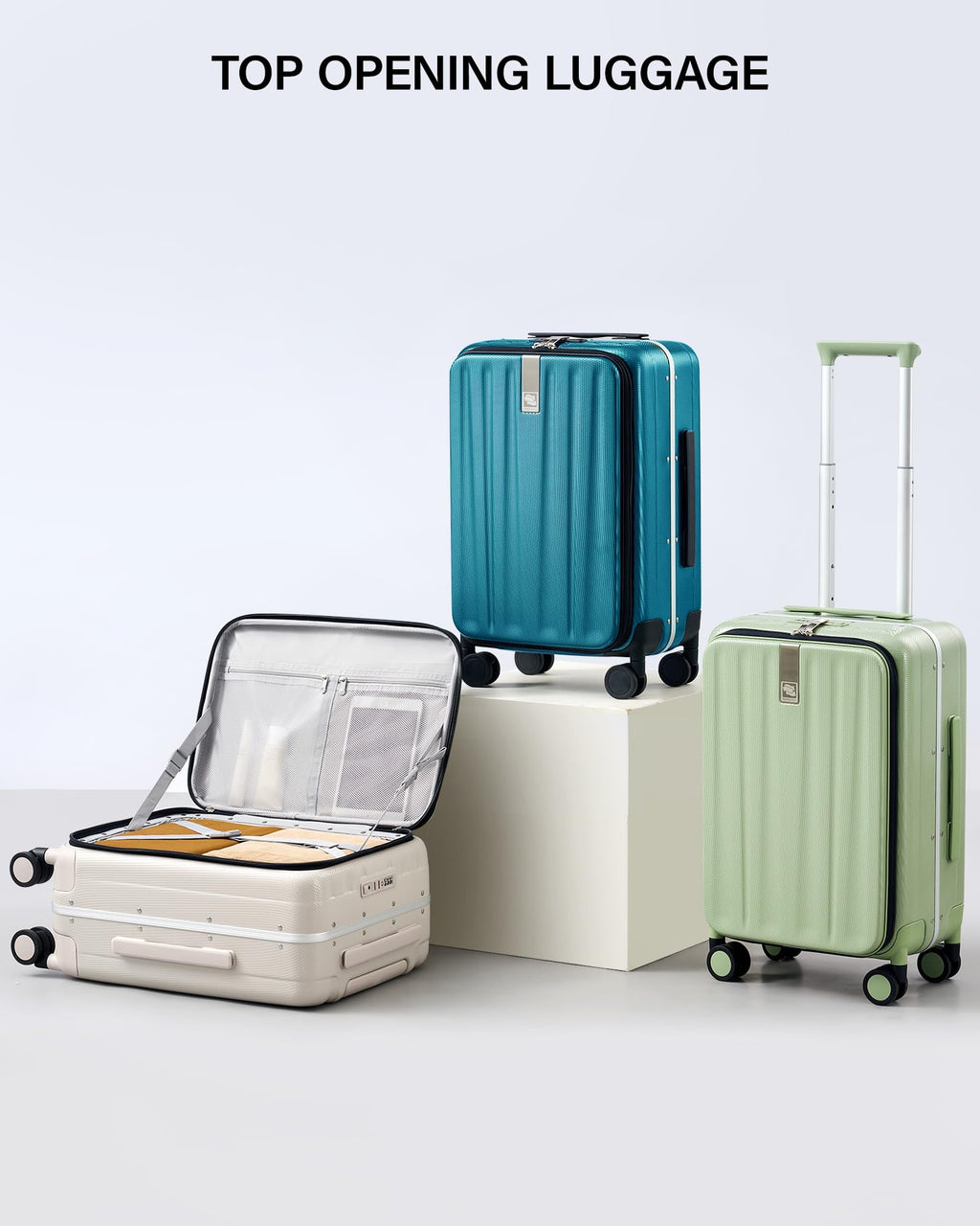20 Inch Carry On Luggage with Wheels PC Hard Shell Suitcase V38667