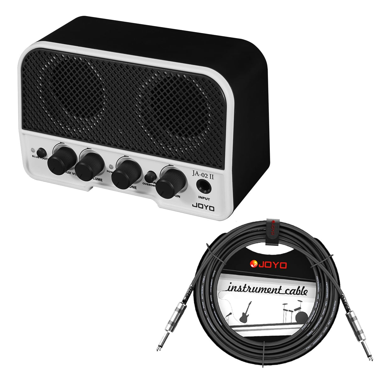 Bluetooth Combo Guitar Amplifier and 15 feet 1/4 Inch Black Instrument Cable X98821