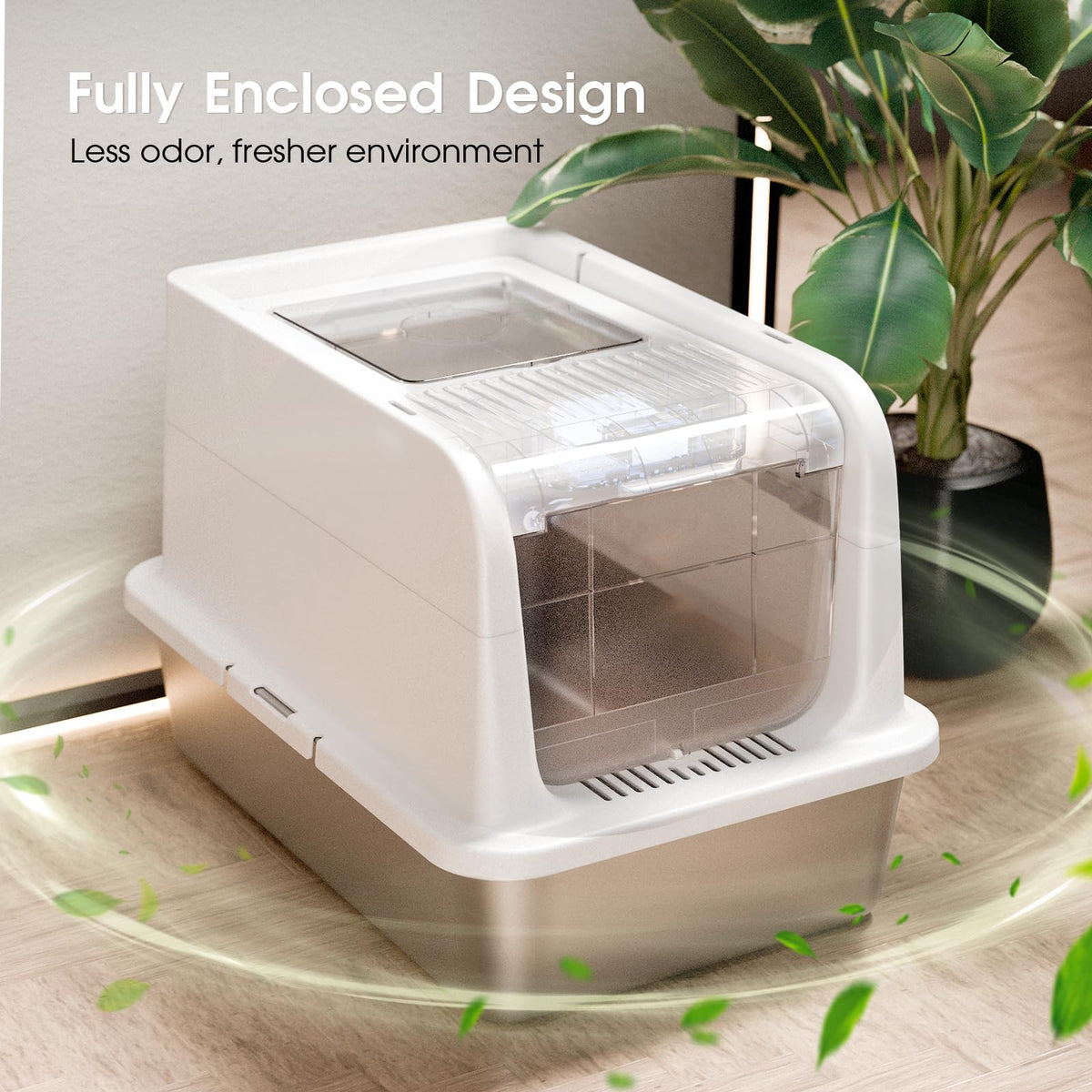 XL Stainless Steel Cat Litter Box with Lid E50444