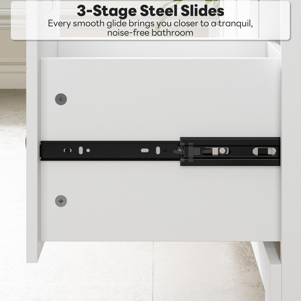 36" White Bathroom Vanity with Sink, 2 Soft-Close Drawers & Doors F969615