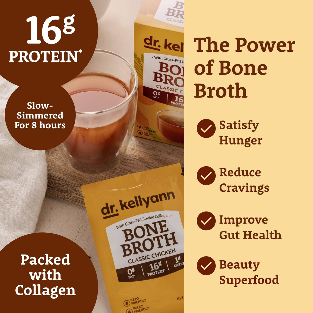 Bone Broth Powder Packets Classic Chicken Flavor 70 servings K547893