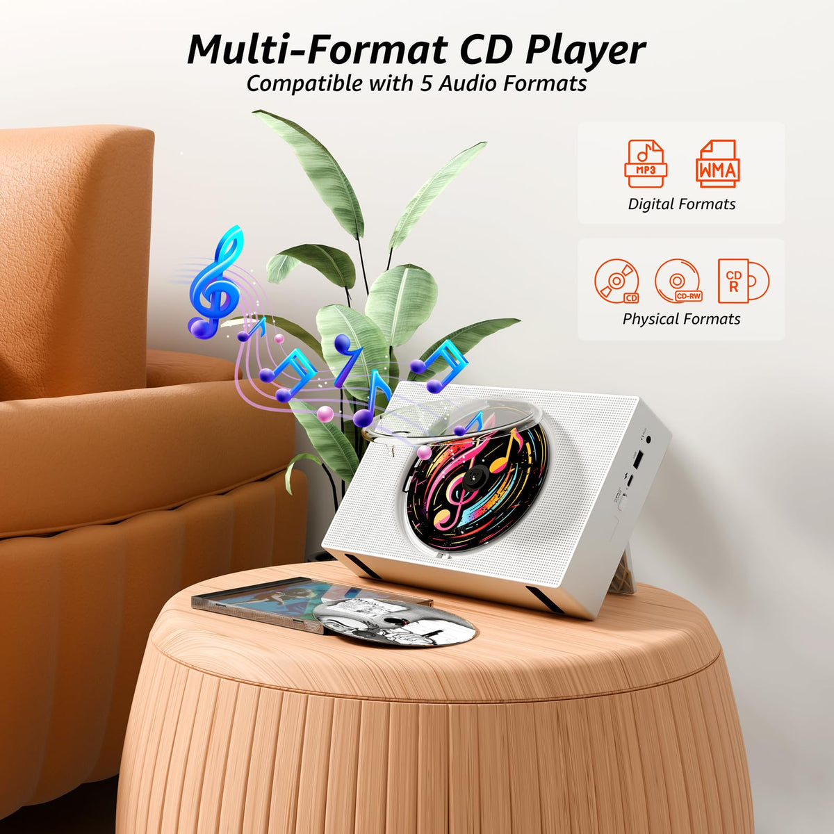 Portable CD Player Boombox with Bluetooth FM Radio S359