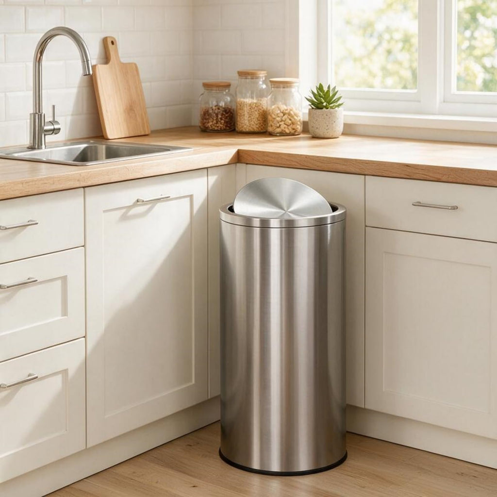 13.2 gal Stainless Steel Swing Top Trash Can B470