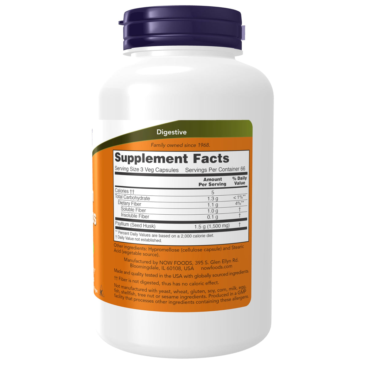 Psyllium Husk Caps 500mg 200 Veg Caps Z737