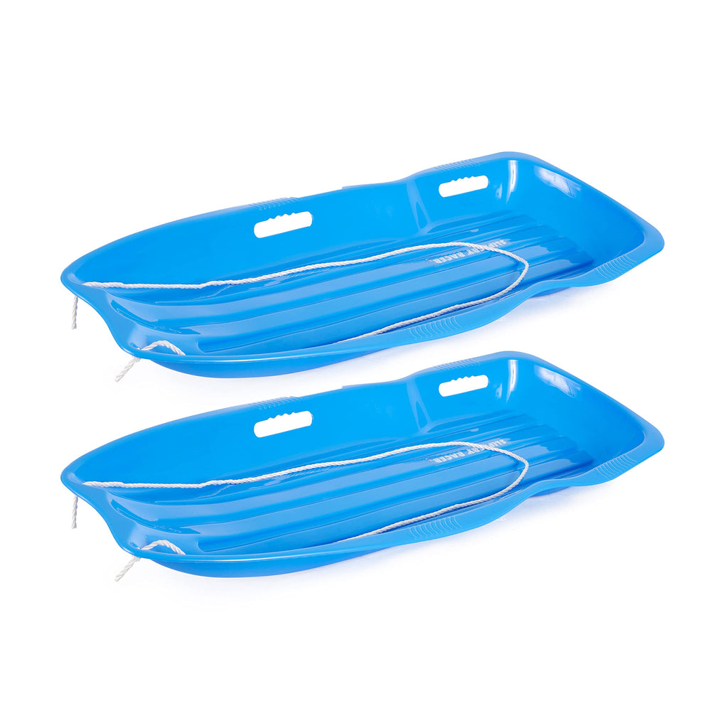 Plastic Toboggan Snow Sled with Pull Rope, 2 Pack H31877