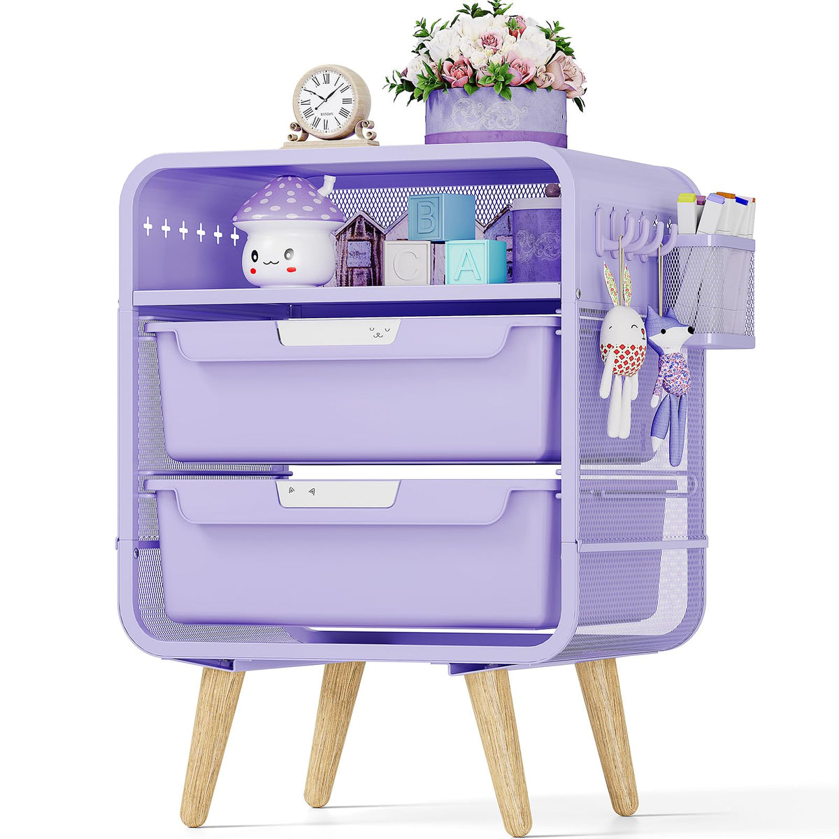 Kids Nightstand, Girls Bedside Table, Night Side Table, Purple K20764