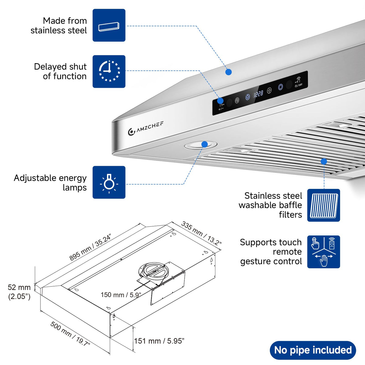 36" Stainless Steel Under-Cabinet Range Hood Y2097