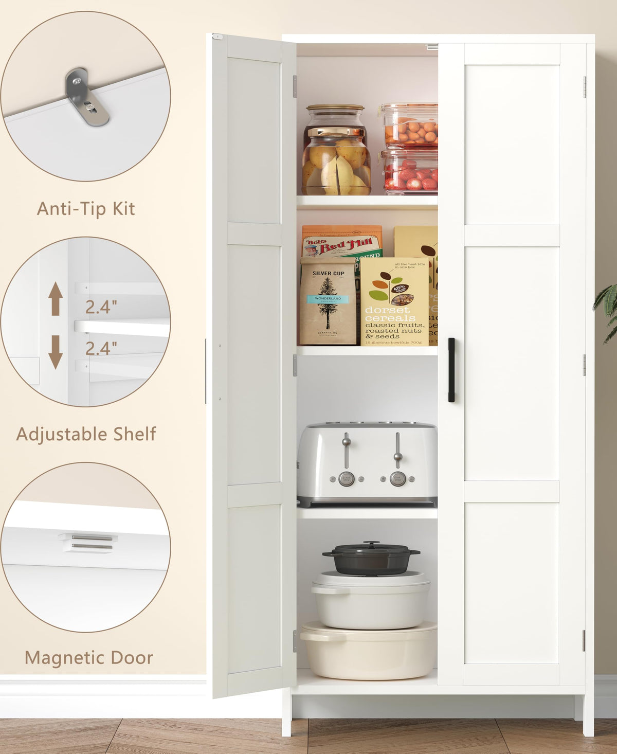 51.2"H Tall White 2 Doors Bathroom Cabinet N289305