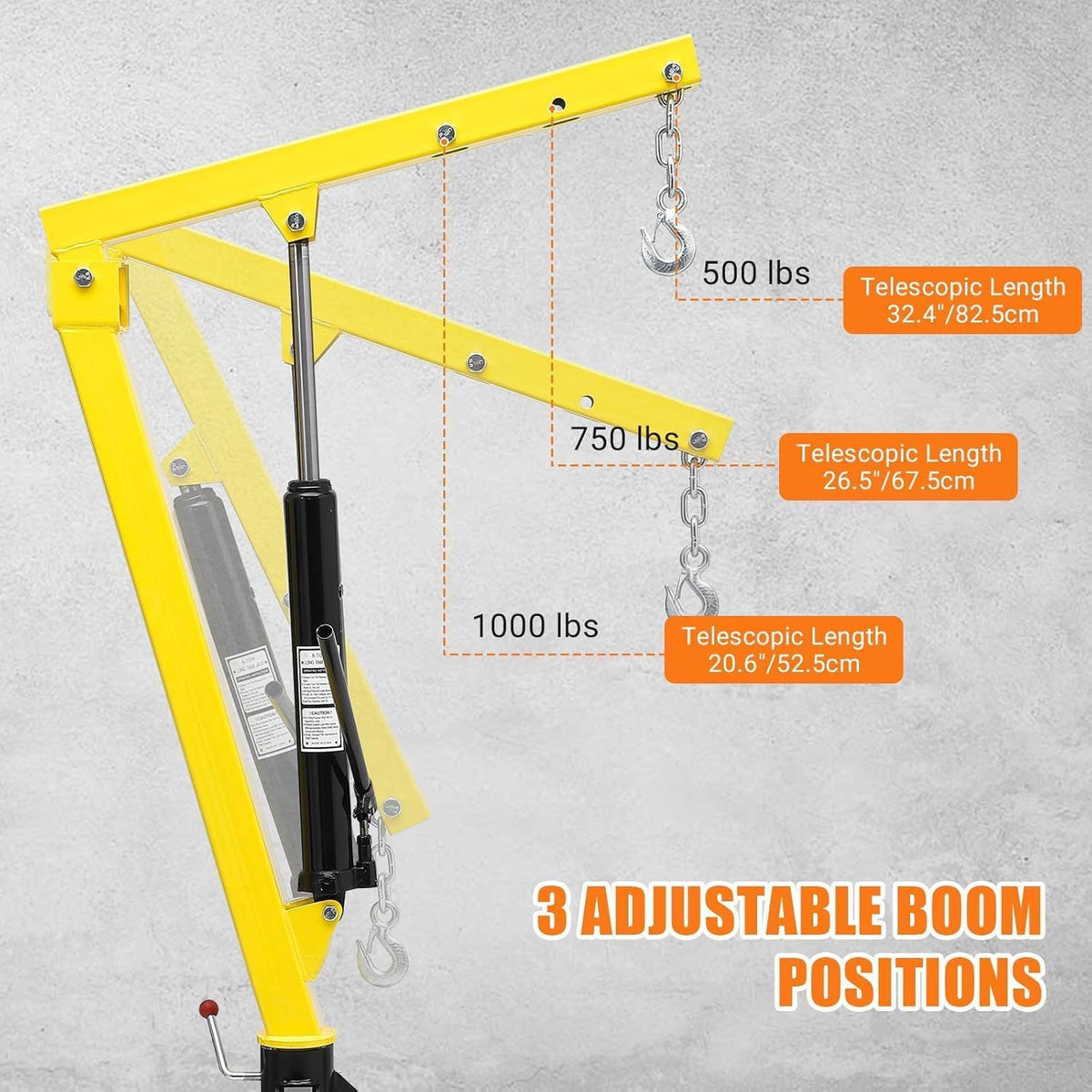 Hydraulic Pickup Crane, 1000 Lbs Lifting Capacity, 360° Swivel H556147
