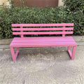 Iron Patio Bench with Backrest Pink 79" L x 16" W x 31" H I542