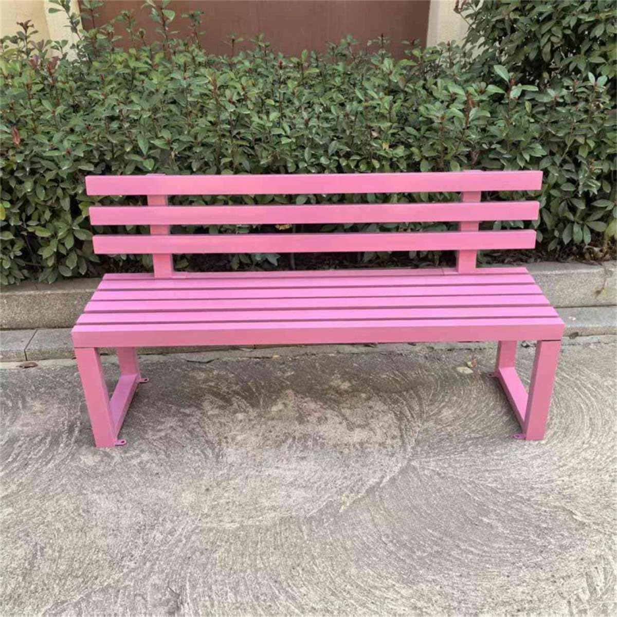 Iron Patio Bench with Backrest Pink 79" L x 16" W x 31" H I542