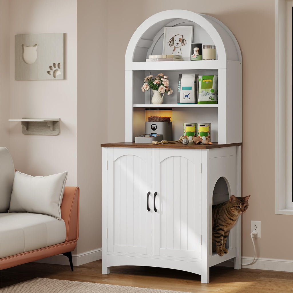 70.8in Hidden Cat Litter Box Furniture with Shelves Q9062