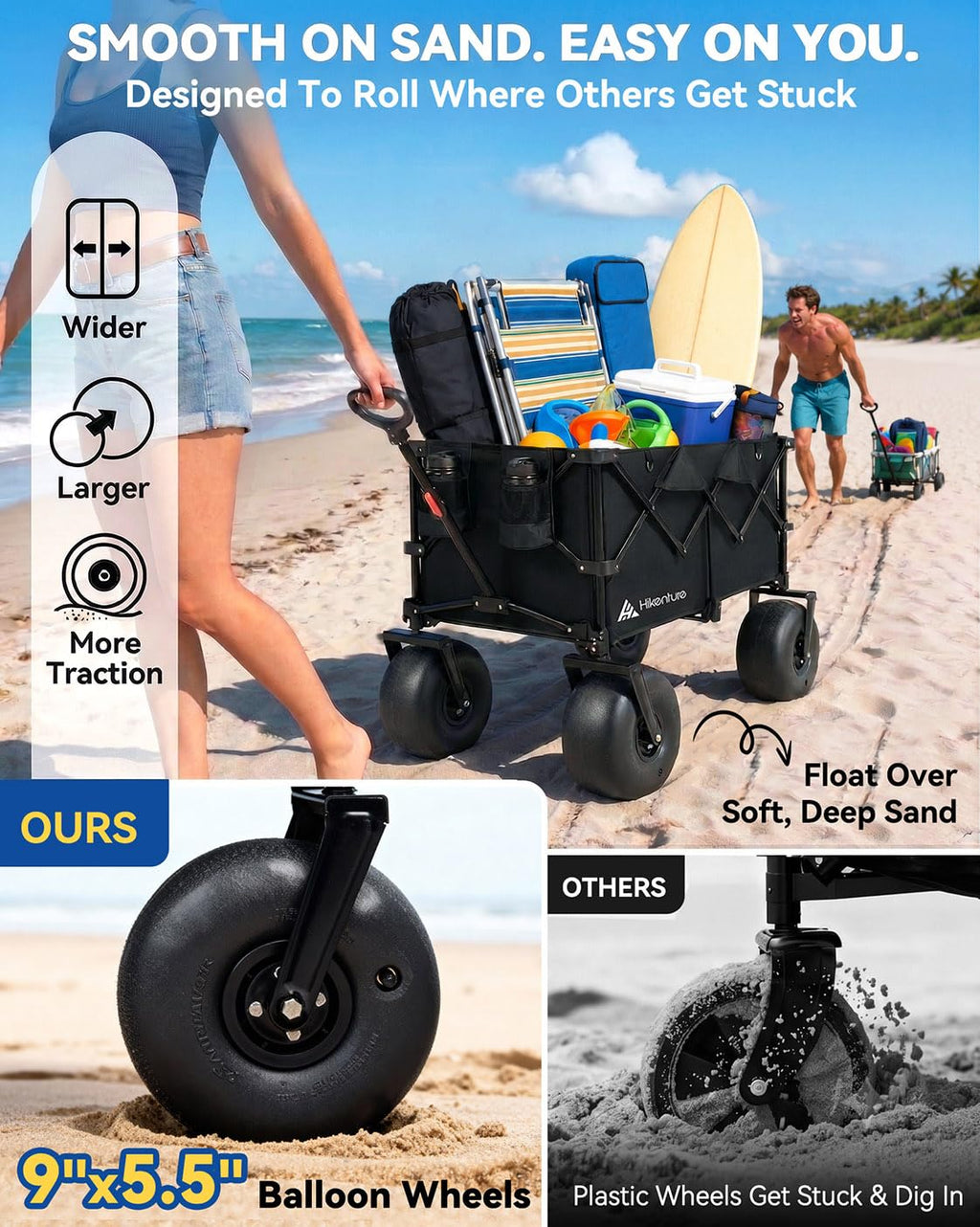 Collapsible Beach Wagon with Balloon Wheels Z4174