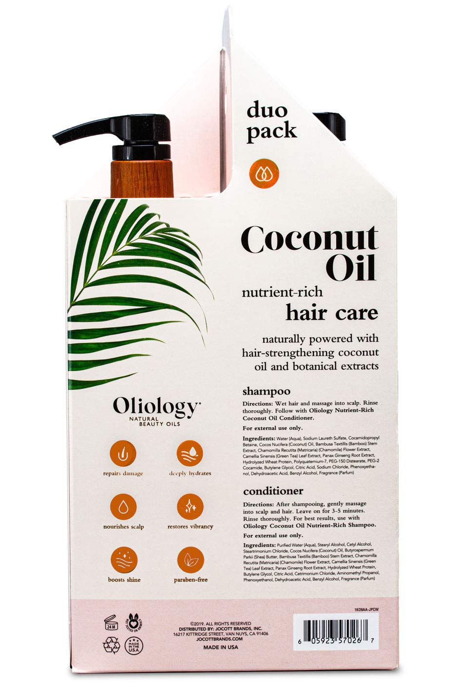 Coconut Oil Shampoo & Conditioner Combo Pack 32oz L581