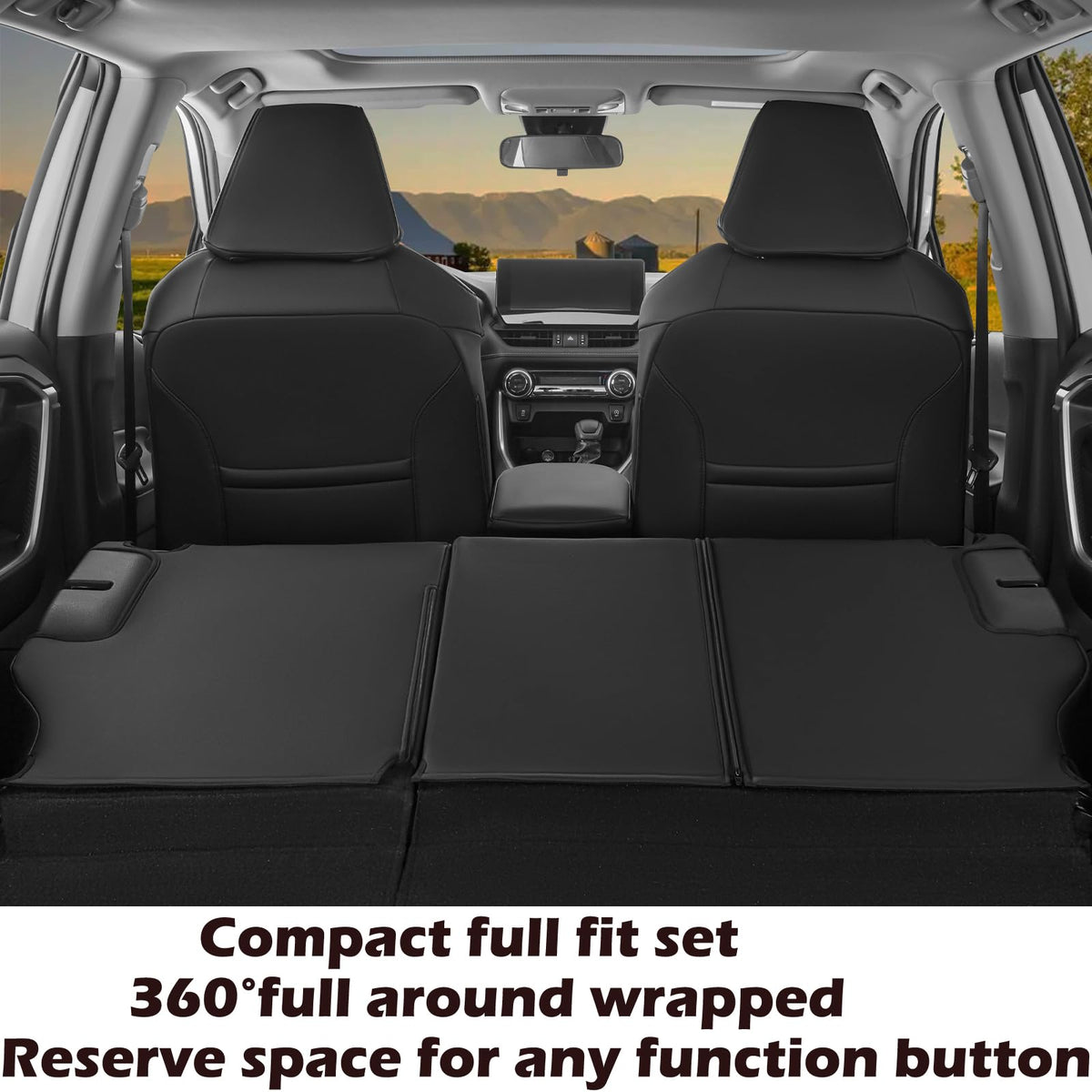 Black Leather 5 Seats Car Seat Covers Set C6723