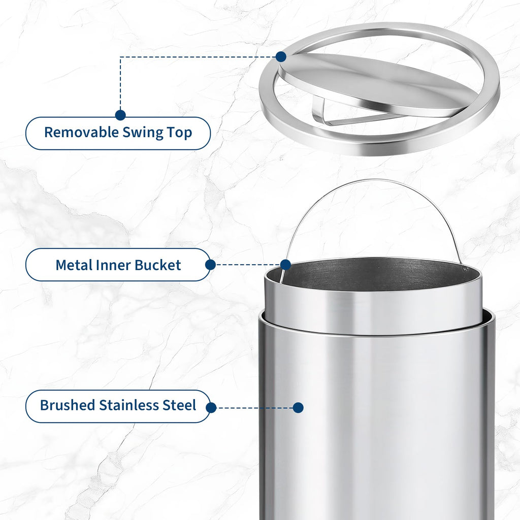 13.2 gal Stainless Steel Swing Top Trash Can B470