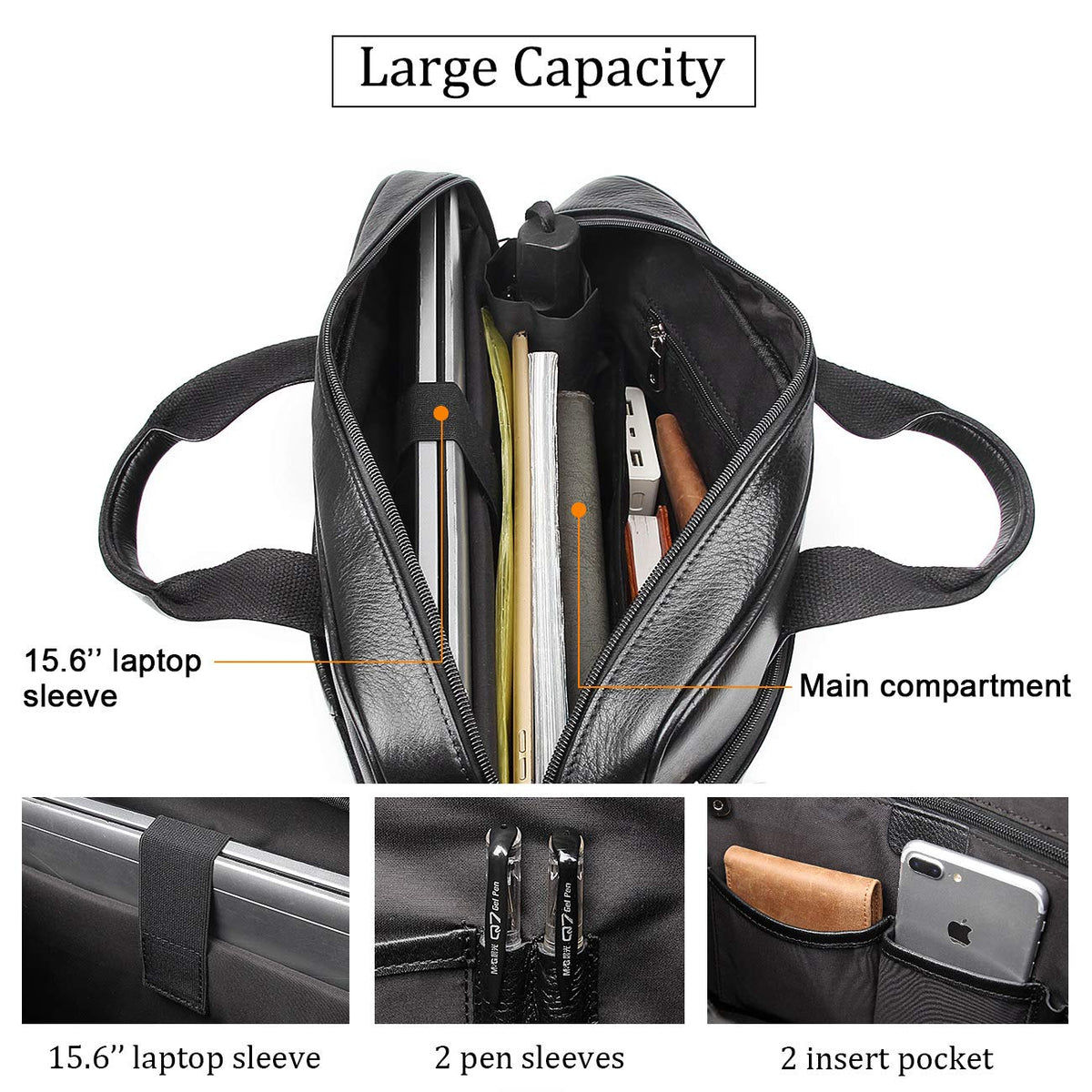Leather Laptop Briefcase Fits 16 Inch J278